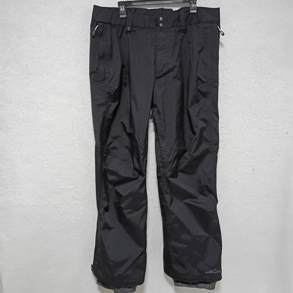 Eddie Bauer WeatherEdge Plus Snow Pant Waterproof Heat Vent XL Black Gaiters
